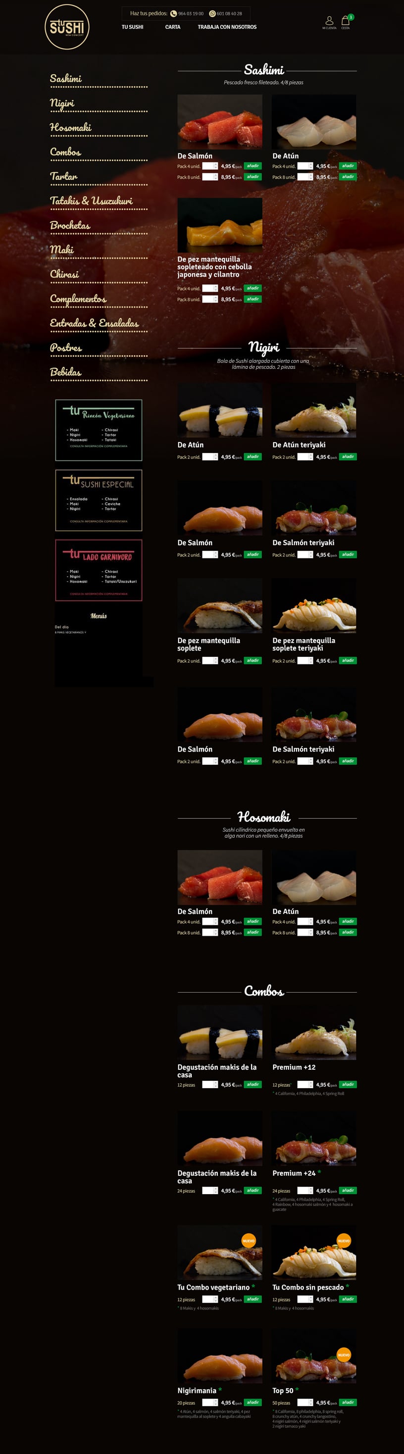 Tienda WooCommerce Sushi a medida