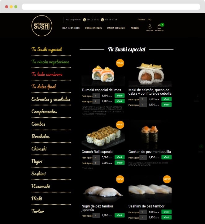 Web para restaurantes Woocommerce